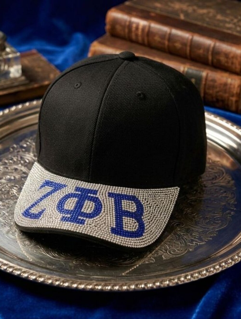 ZPB Black Canvas Greek Brim Baseball Cap